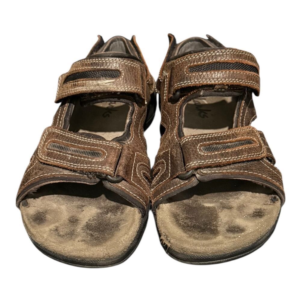 Clarks Sandals Men’s Size 8 Adjustable Strap Flats Comfort Brown Leather - Picture 4 of 9